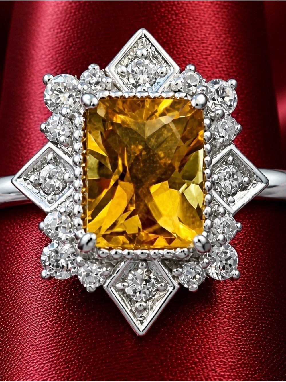AAA Brazilian Citrine gemstone from Brazil! Rhodium over 925 Sterling silver